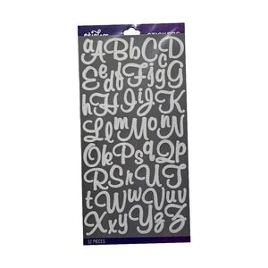 White Glitter Mural Script Alphabet Stickers. (52 Pieces)